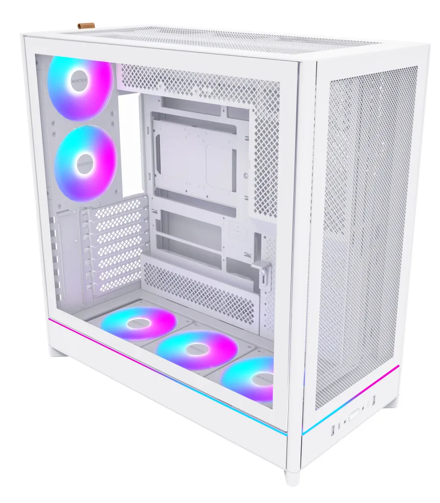Montech HS01 Pro, Mesh, 5 Pre-installed fans - midi case, White