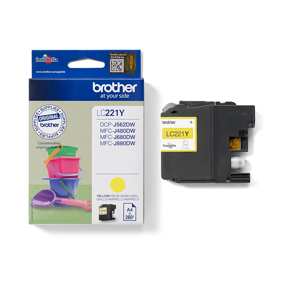 Brother LC221Y -mustekasetti, keltainen