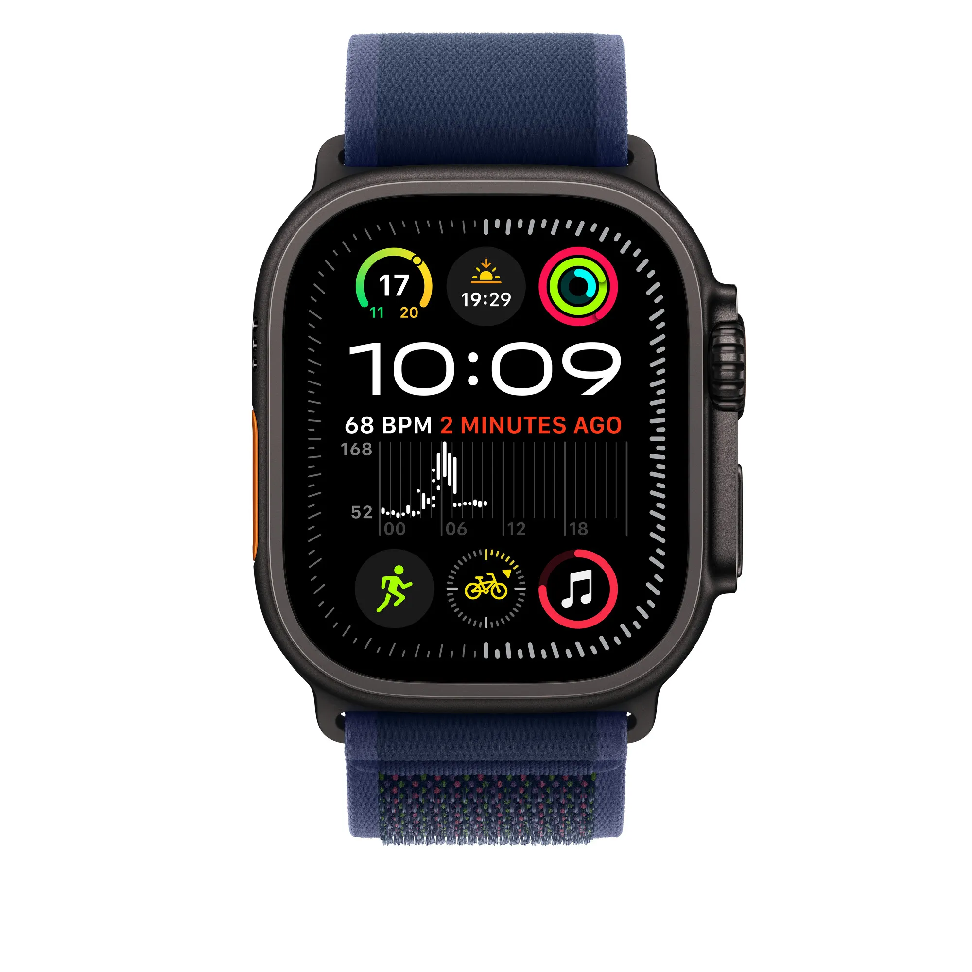 Apple Watch 49 mm - Terrängloop, Blå / Svart titan, S/M