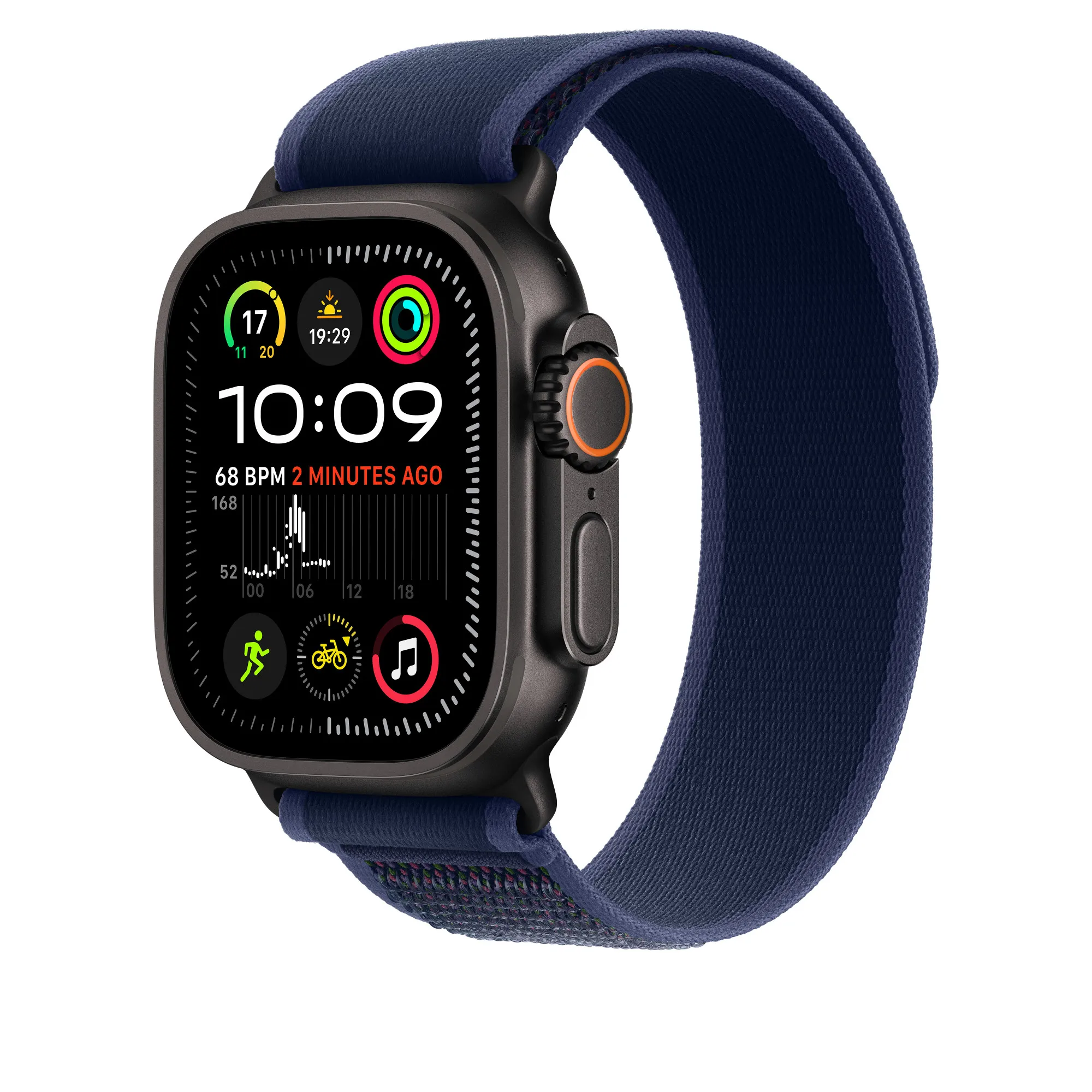 Apple Watch 49 mm - Terrängloop, Blå / Svart titan, S/M