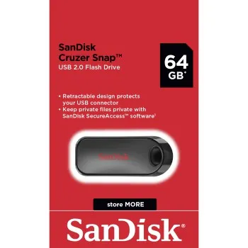 SanDisk Cruzer Snap USB 2.0 64 Gt -muistitikku, musta