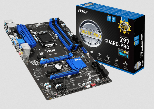 MSI Z97 GUARD-PRO Intel LGA1150 ATX 4xDDR3 max 32GB 4xPCI-Ex1 1xPCI-Ex4 1xPCI-Ex16 DX11 D-SUB DVI Display Port 6xSATA3 Mainboard