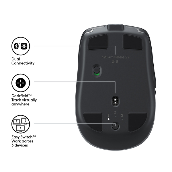 Logitech MX Anywhere 2S - tr&aring;dl&ouml;s mus, Grafit