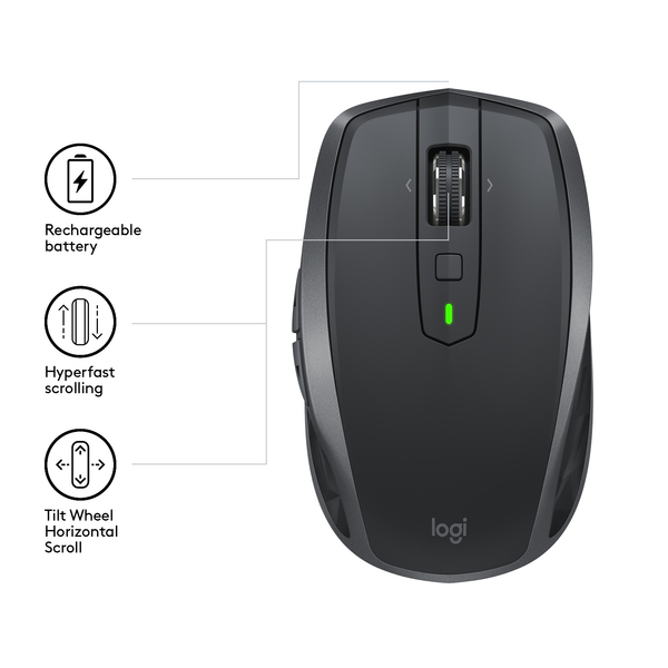 Logitech MX Anywhere 2S - tr&aring;dl&ouml;s mus, Grafit
