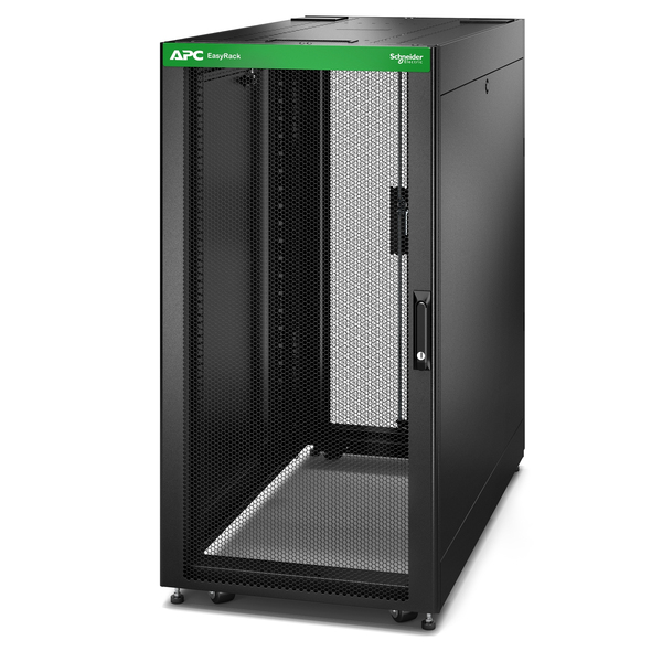 APC Easy Rack 600mm/24U/1000mm with Roof Side panel castors feet and 4 Brackets No Bottom black
