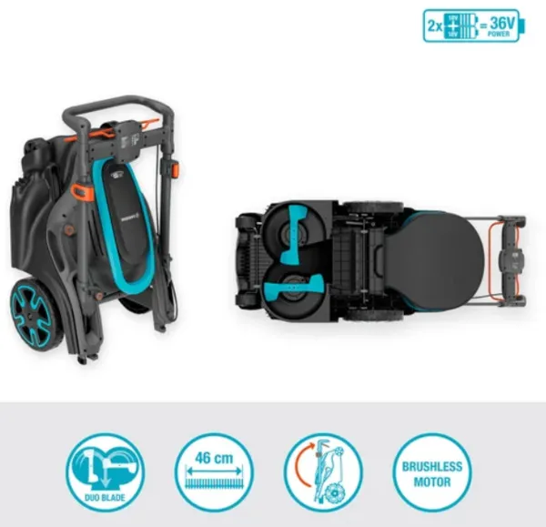 Gardena PowerMax Duo 46/36V P4A 4Ah -akkuruohonleikkuri (ilman akkua)