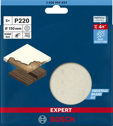 Bosch Expert M480 mesh sanding sheet O 150mm, K220 (5 pieces)