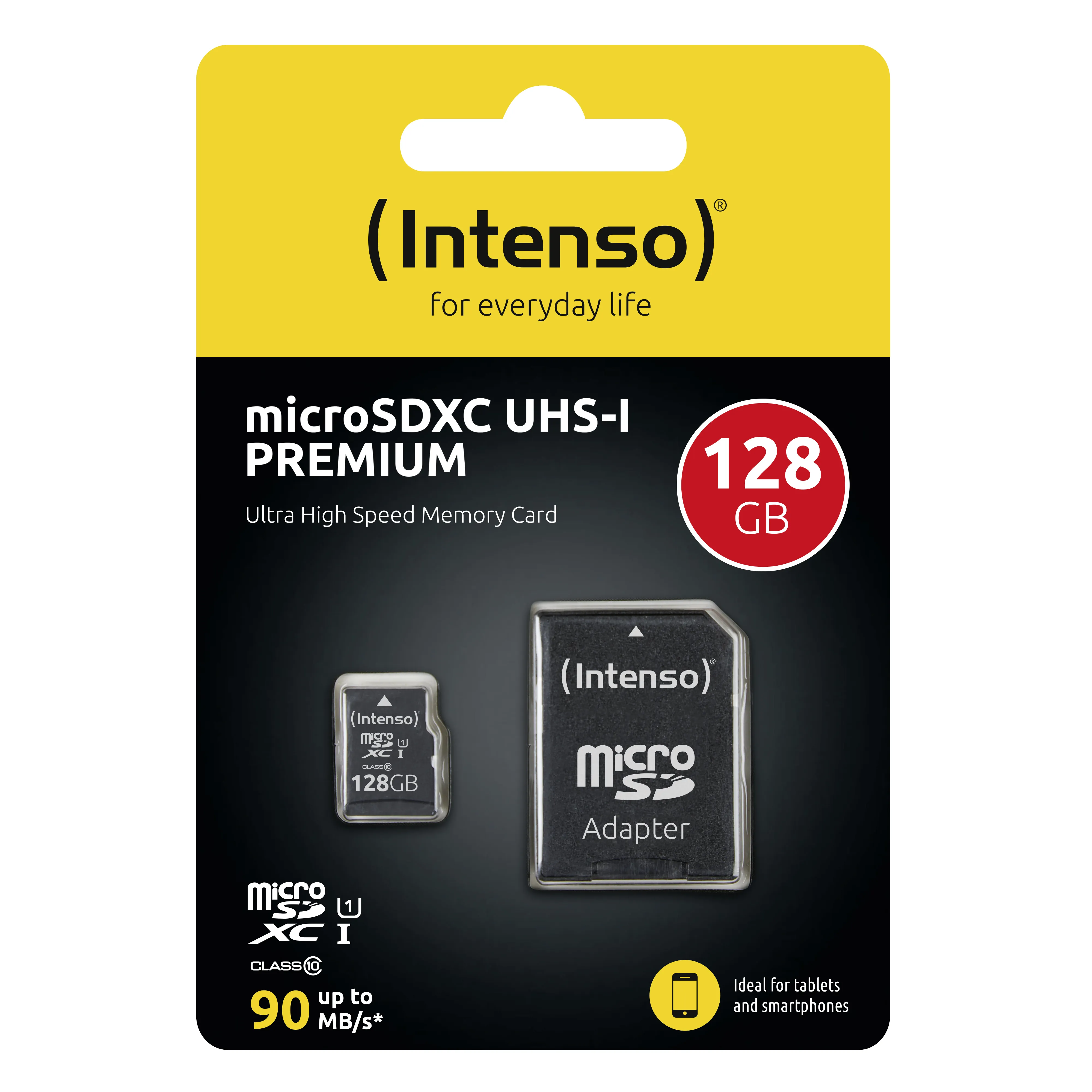Intenso Premium 128GB MicroSDXC UHS-I Class 10 card with SD adapter, Black