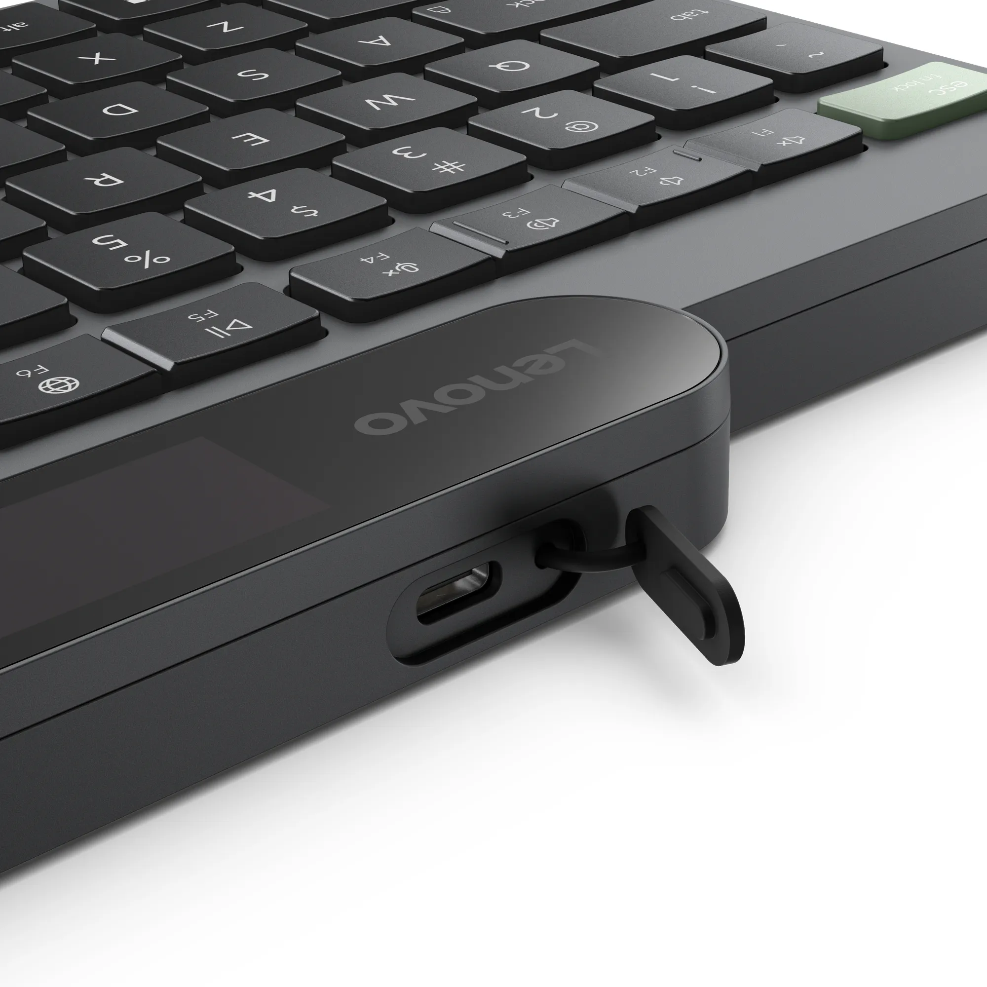 Lenovo Self-Charging Bluetooth tr&aring;dl&ouml;st tangentbord, svart