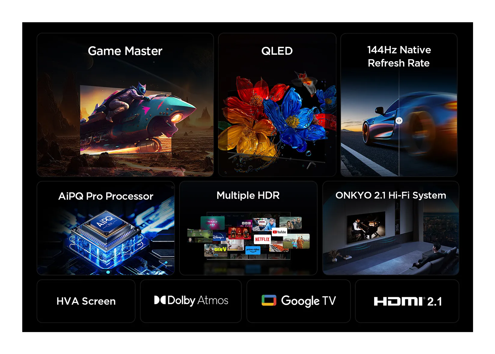 TCL 98P89K 98" 4K QLED Google TV, 144 Hz, Dolby Vision, HDR10+, metallic