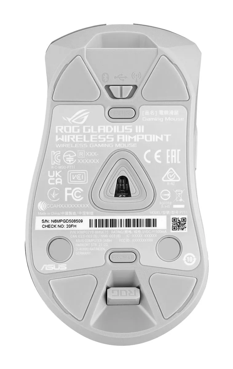 Asus ROG Gladius III AimPoint - wireless gaming mouse, moonlight white