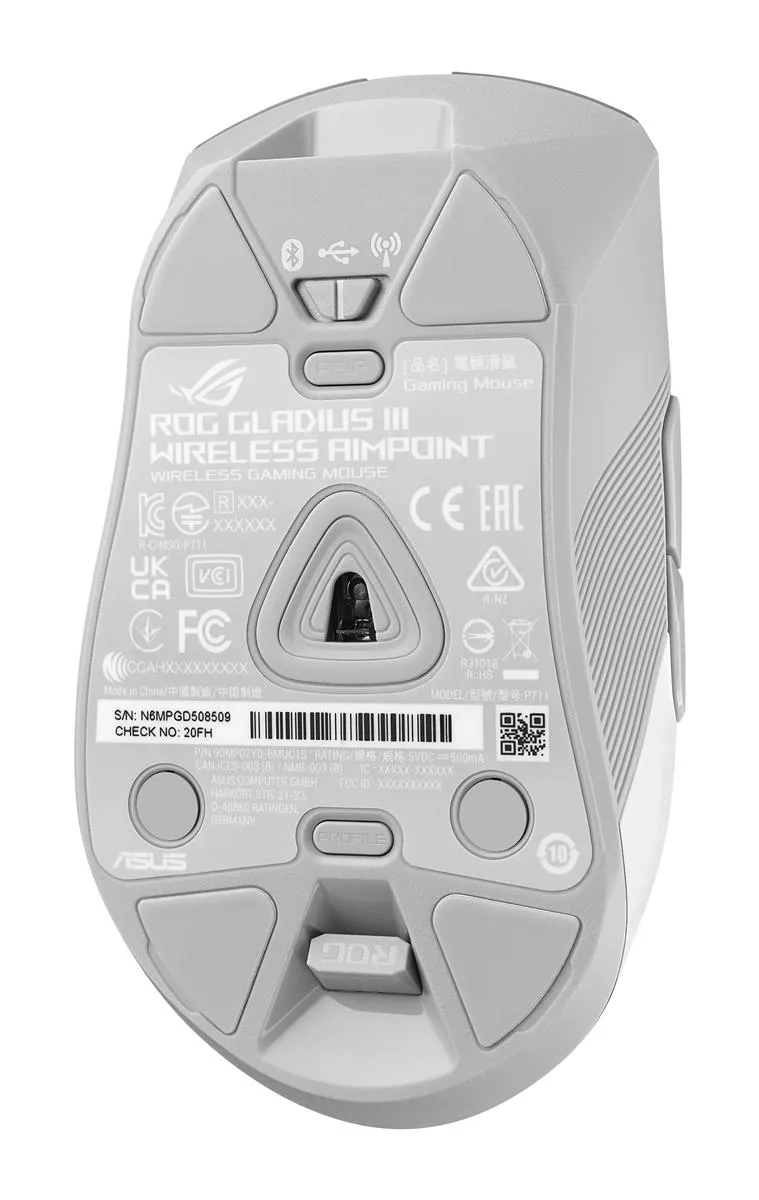 Asus ROG Gladius III AimPoint - wireless gaming mouse, moonlight white