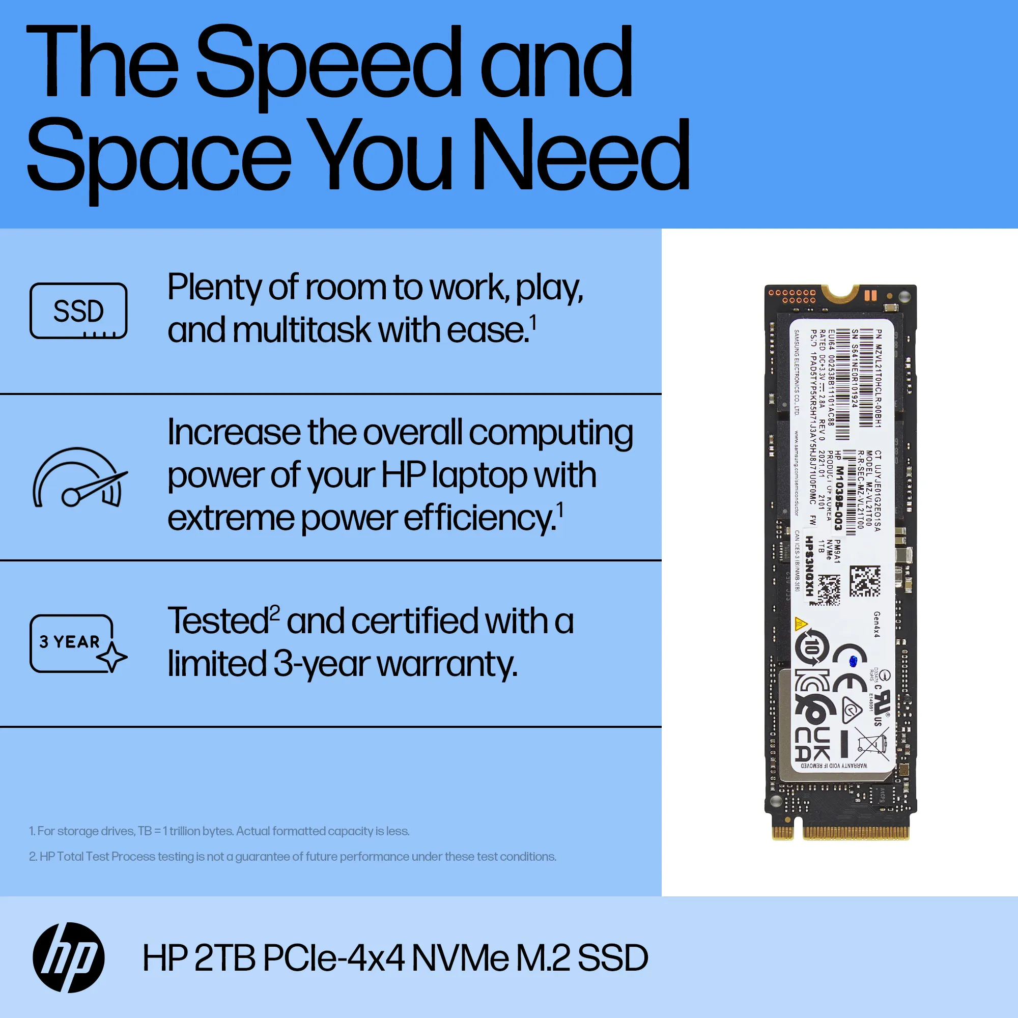 HP 2TB PCIe 4.0 x4 NVMe M.2 2280 SSD (AL0N0AA)