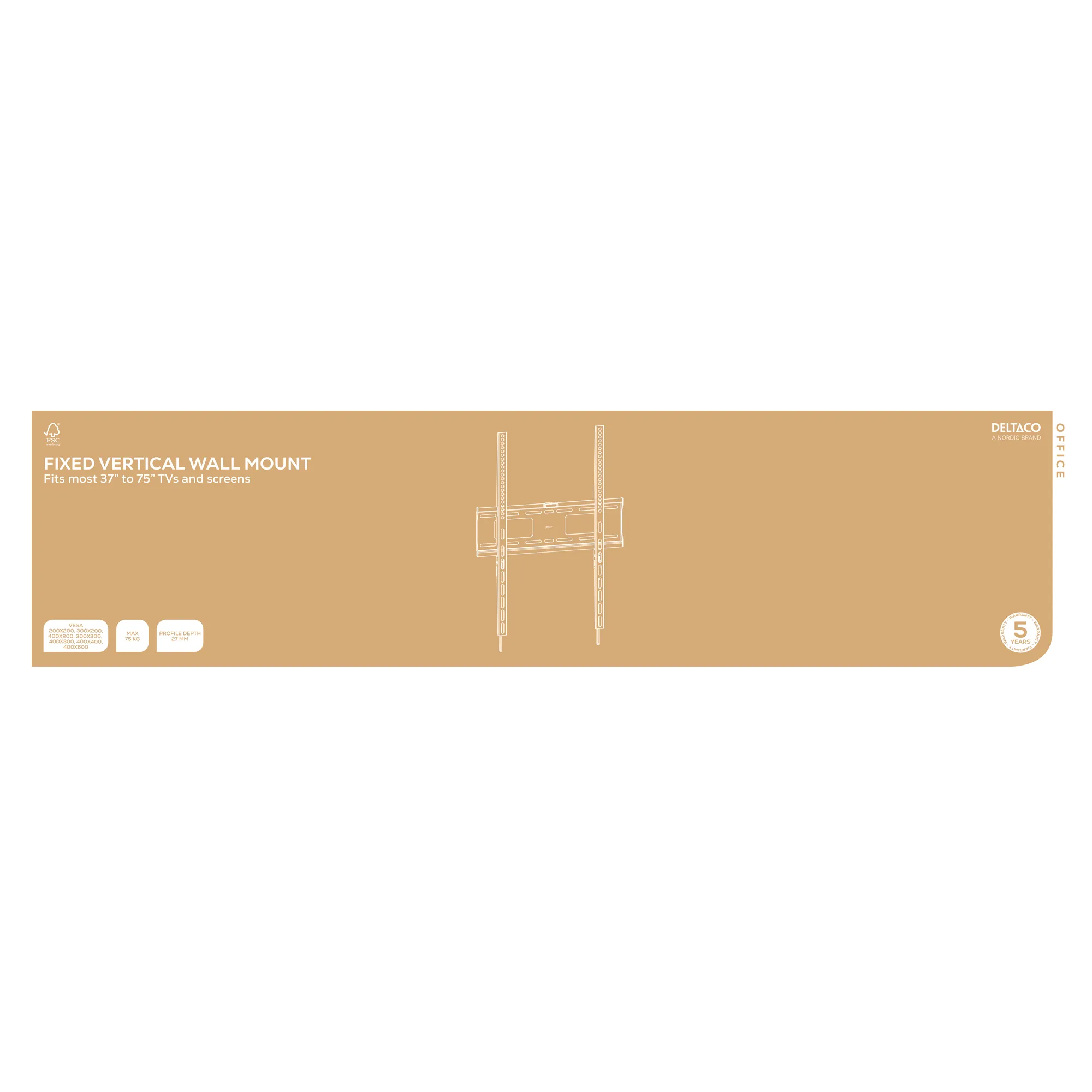 Deltaco Office  Fixed vertical - wall mount 37&rdquo;-75&rdquo;