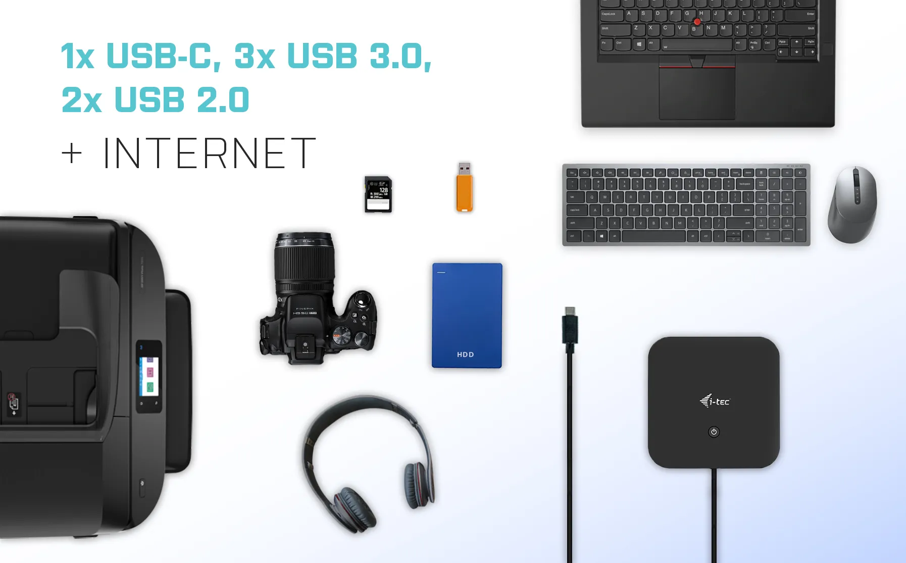 I-Tec USB-C 2xDP 5xUSB-A 1xUSB-C GLAN 100W PD -telakointiasema