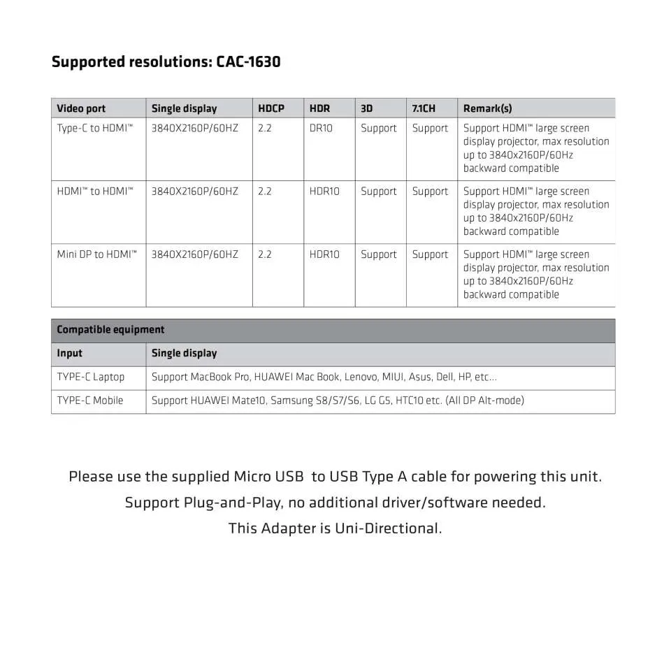 Club 3D USB-C/HDMI/MiniDisplayPort 1.2 - HDMI - adapter Club 3D USB-C/HDMI/MiniDisplayPort 1.2 - HDMI - adapter