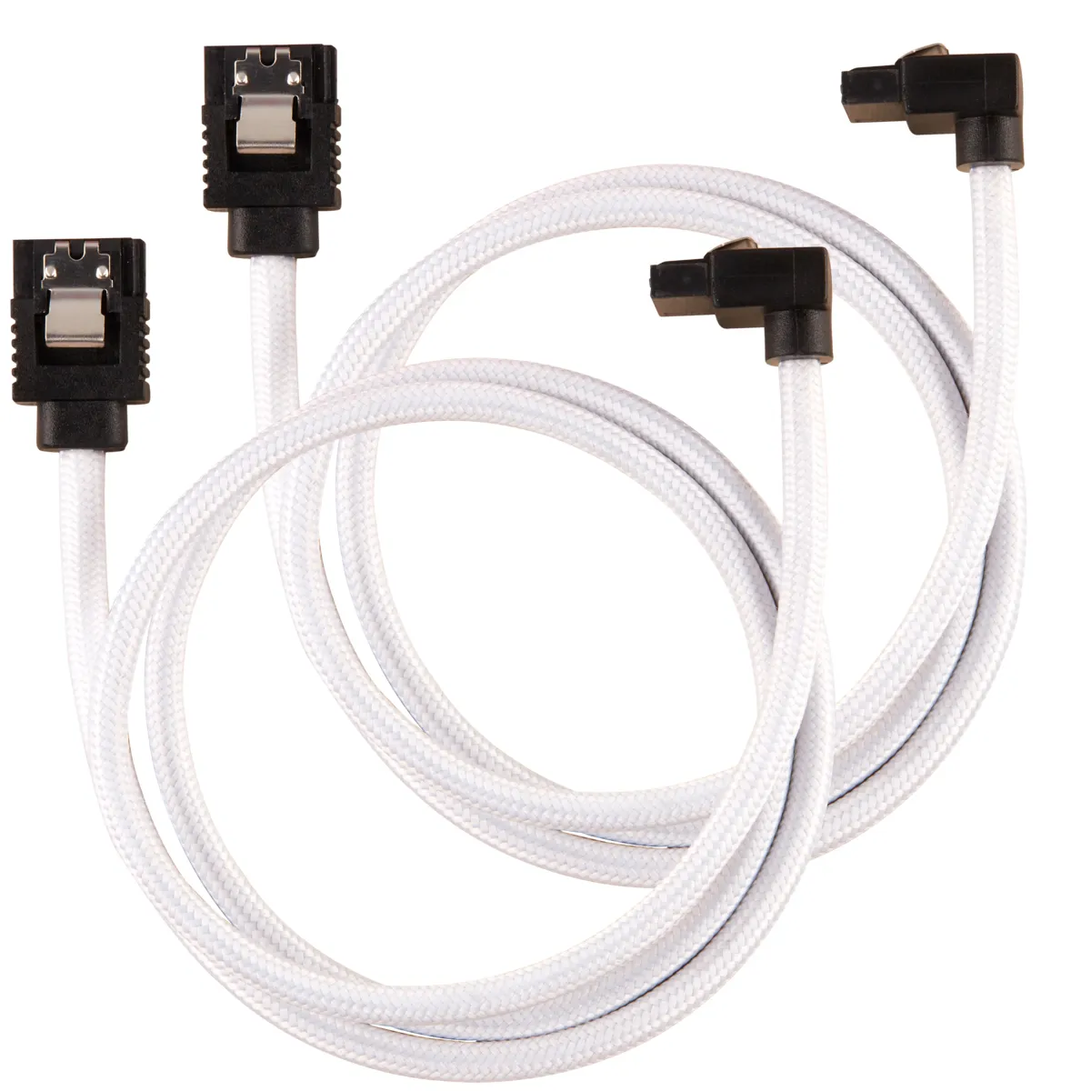 CORSAIR Premium Sleeved SATA Data Cable Set with 90degree Connectors White 60cm