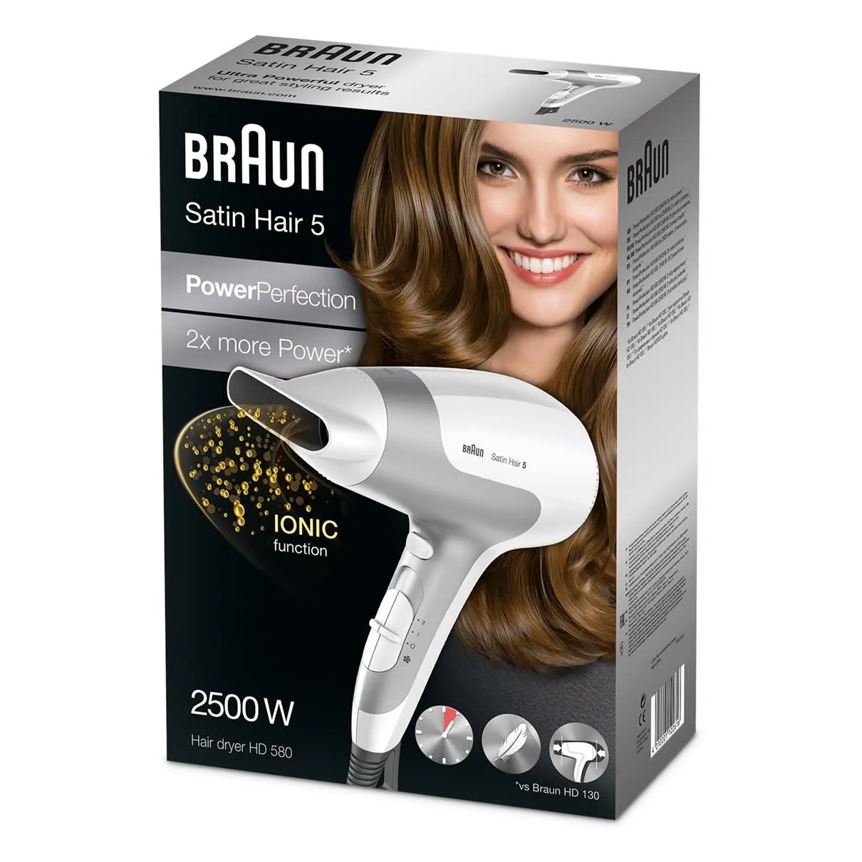 Braun Satin Hair 5 PowerPerfection HD580 - hair dryer, White
