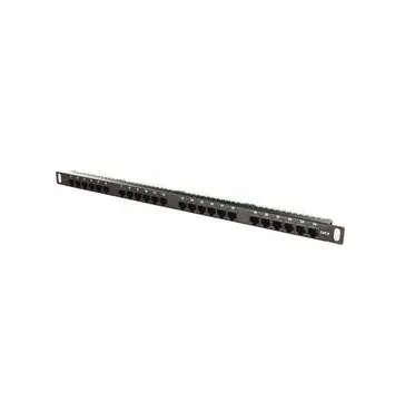 DELTACO UTP Patchpanel 24xRJ45, Cat6, 0,5U, 19", kabelstöd, svart