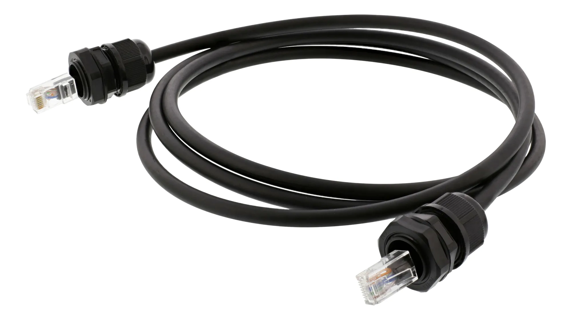 Deltaco Cat6a S/FTP IP68 -verkkokaapeli, 5 m, Musta
