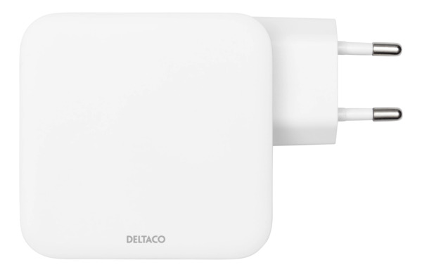 Deltaco USB-C wall charger GaN technology 2x USB