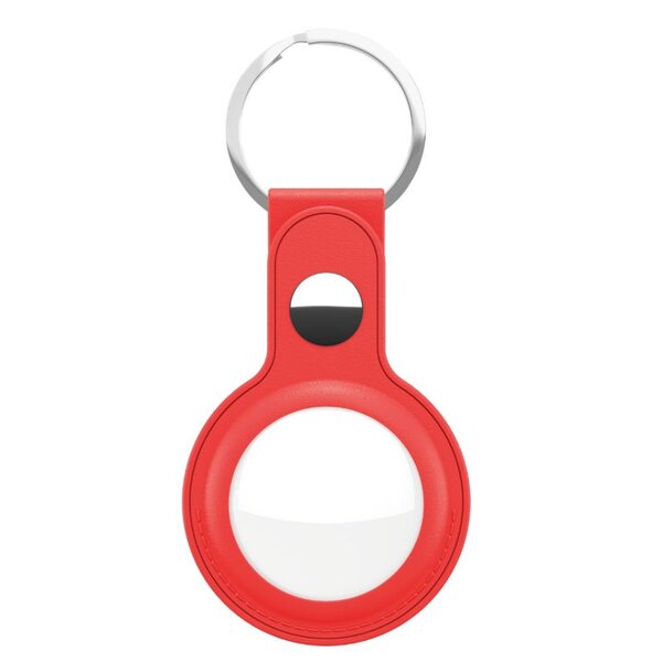 KeyBudz Leather Keyring, AirTag - keychain, Red