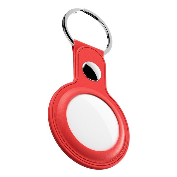 KeyBudz Leather Keyring, AirTag - keychain, Red
