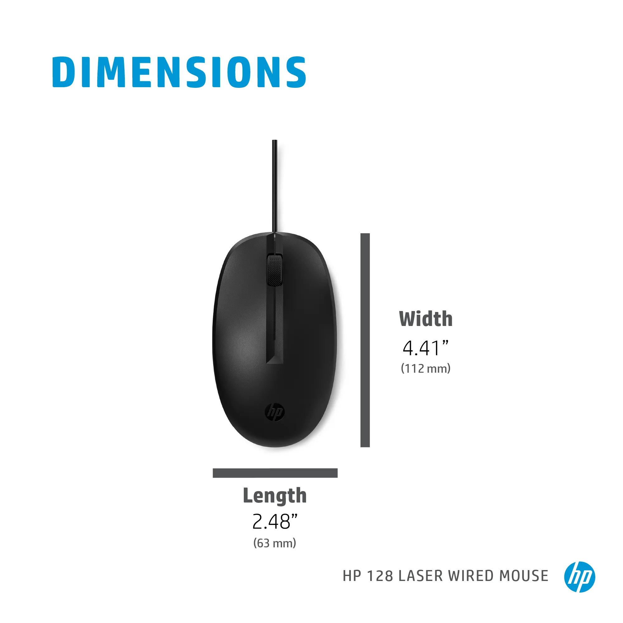HP 128 Laser - mouse, Black