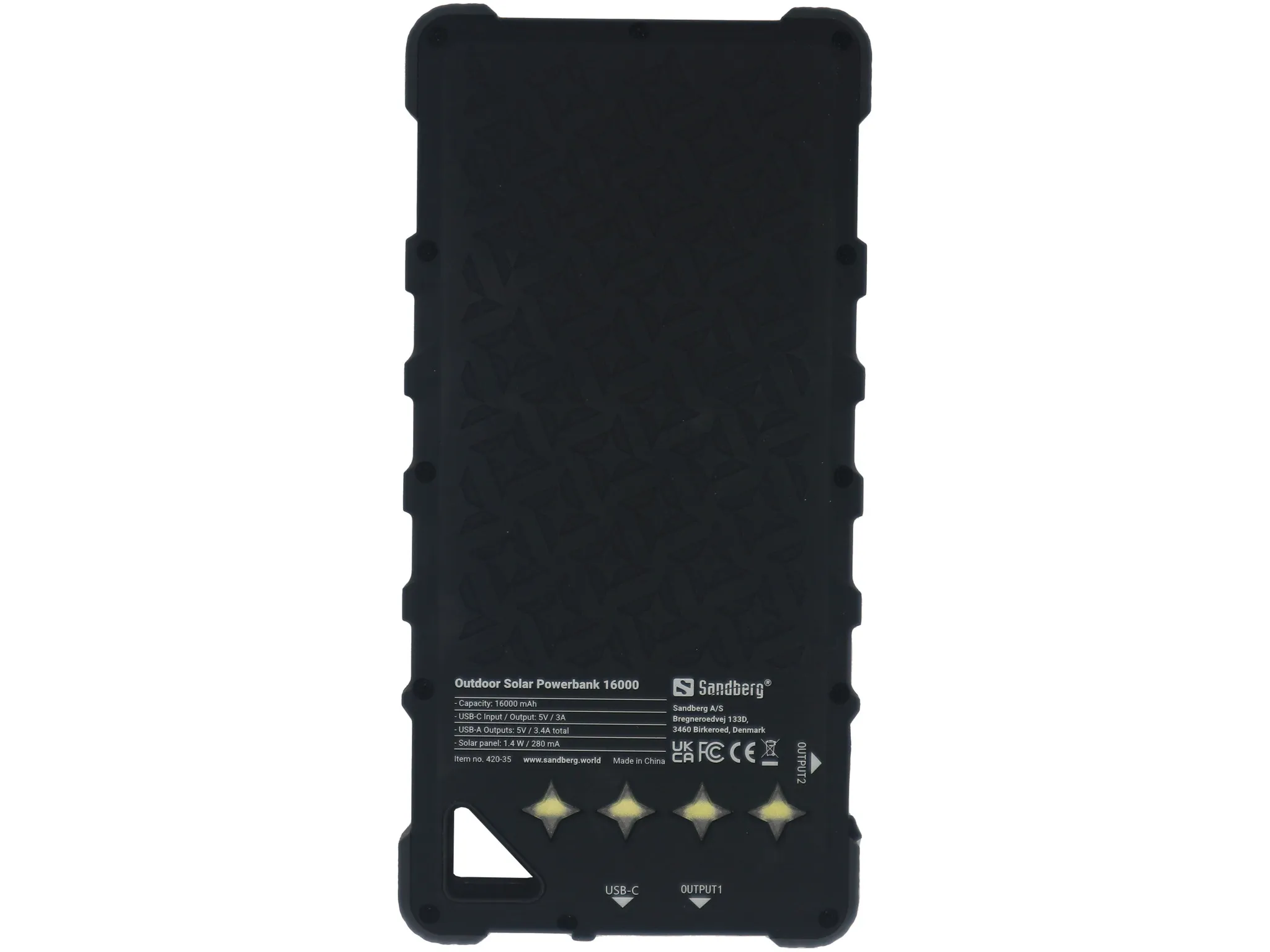 Sandberg Outdoor Solar -varavirtal&auml;hde, 16000 mAh, Musta