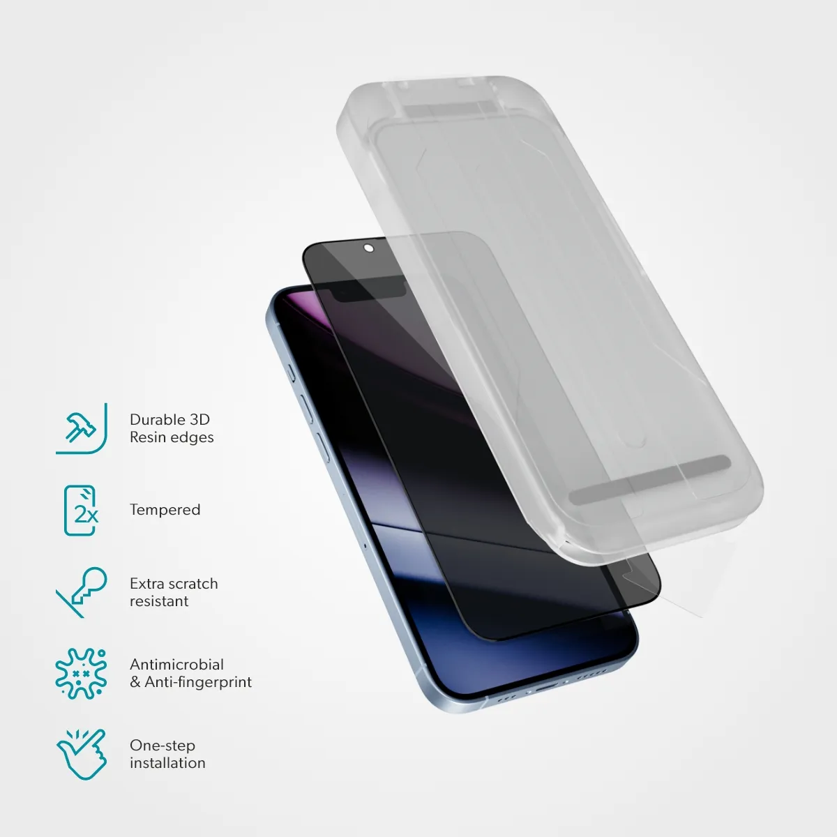 Epico Privacy Glass 3D Ultra-wide Fit with One-step Dust-free Applicator Impact and Scratch Resistant iPhone 17 Pro Max