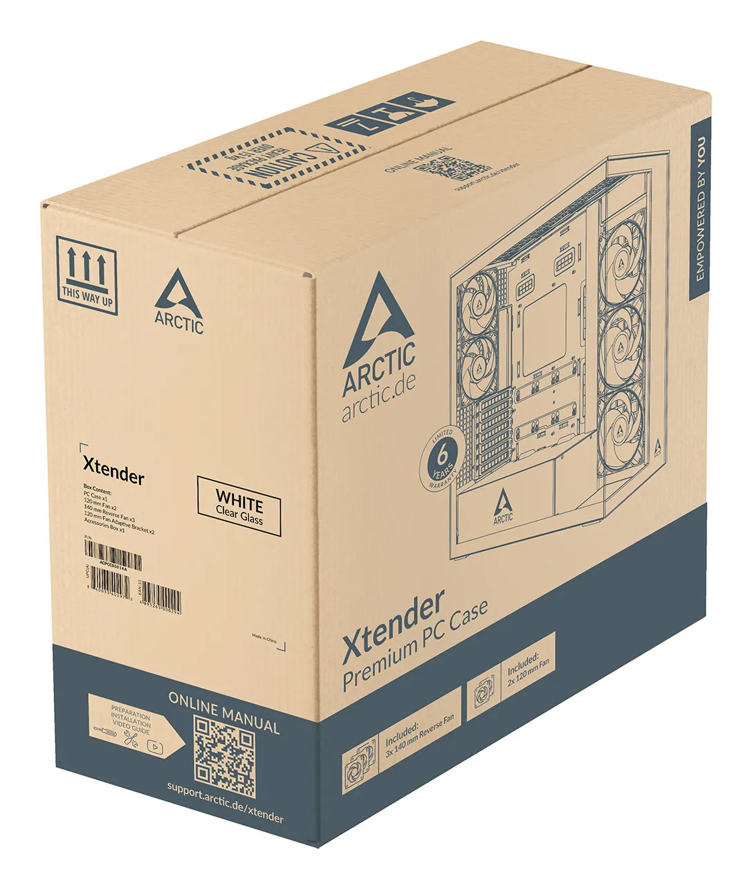 Arctic Xtender 5x A-RGB Fans E-ATX - mid case with window, White