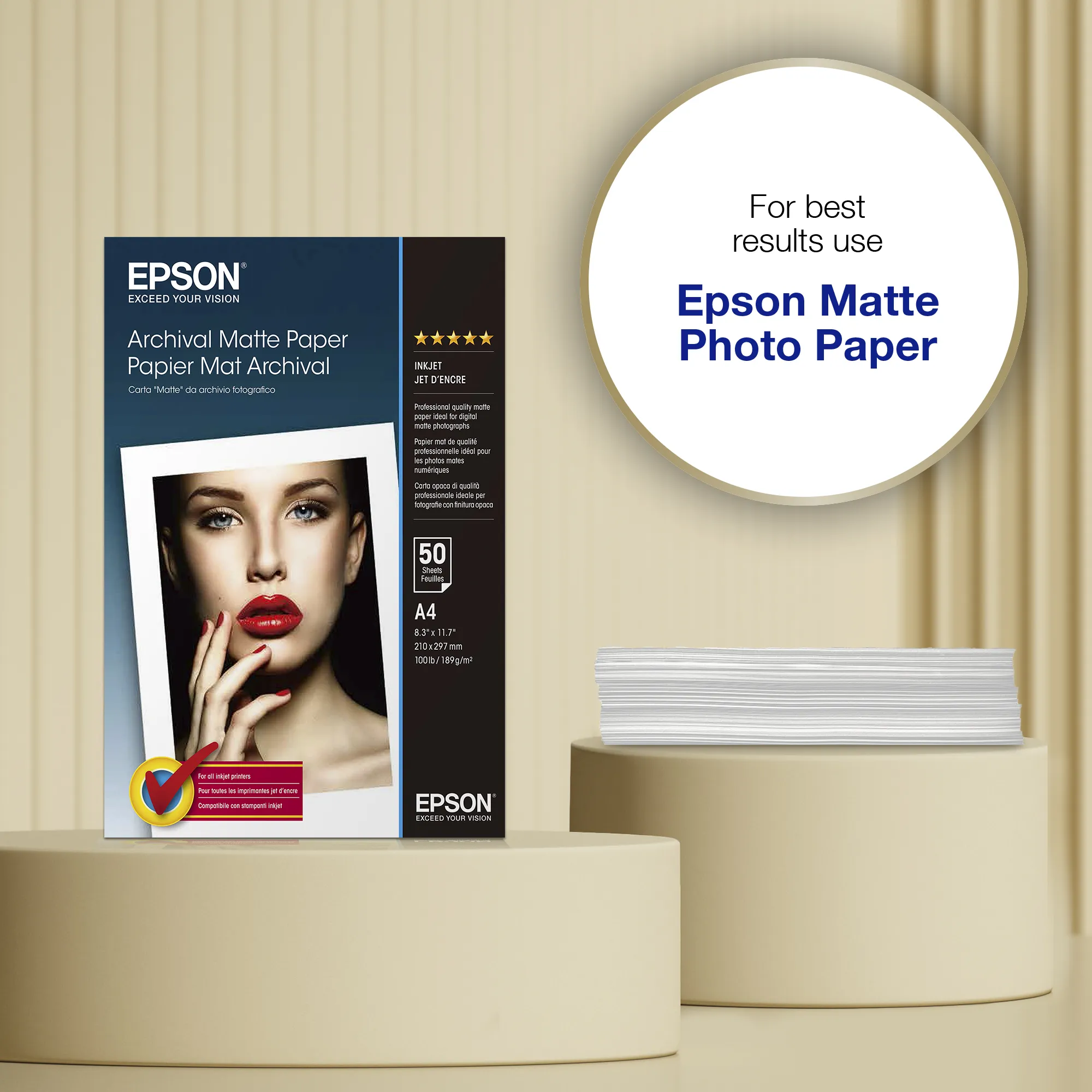 EPSON ARCHIVAL MATTE PAPER, A4, 192G, 50
