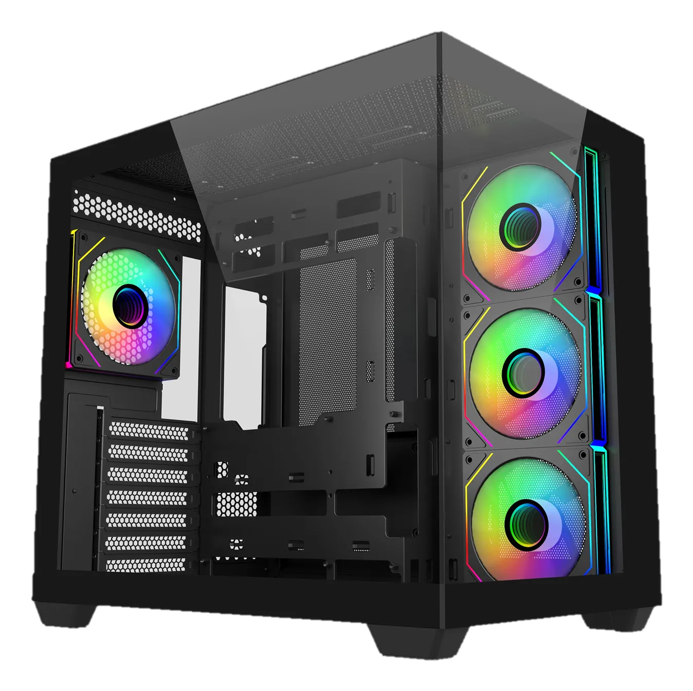 Cooler Master Elite 681 midi-tower chassi med f&ouml;nster och RGB-belysning, svart