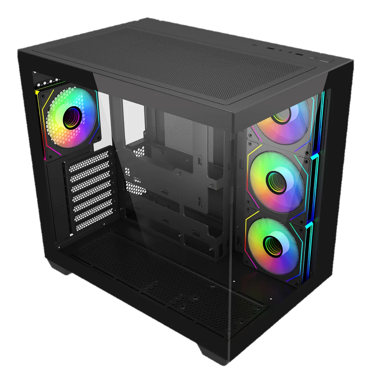 Cooler Master Elite 681 midi-tower chassi med f&ouml;nster och RGB-belysning, svart