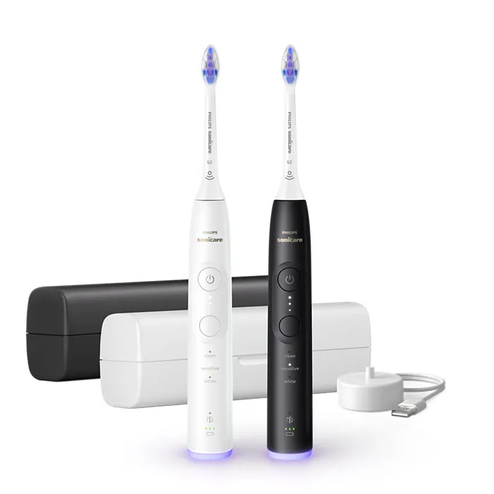 Philips Sonicare 6500 - eltandborste, 2 st, vit/svart Philips Sonicare 6500 - eltandborste, 2 st, vit/svart