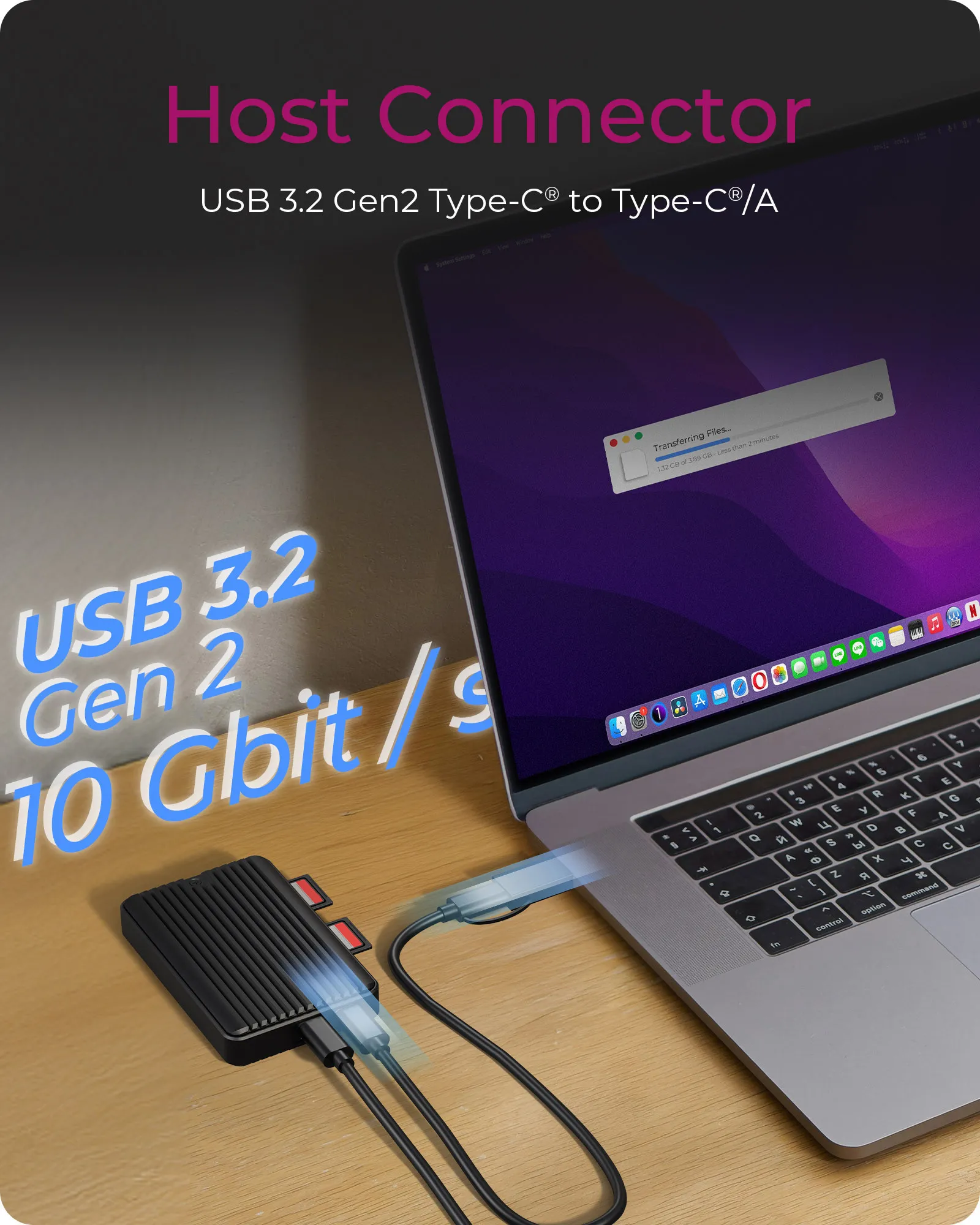 ICY BOX IB-CR602M-C31 M.2 NVMe/SATA SSD-kapsling, USB 3.2 Gen 2, dubbel SD 4.0 (UHS-II)-kortl&auml;sare, svart