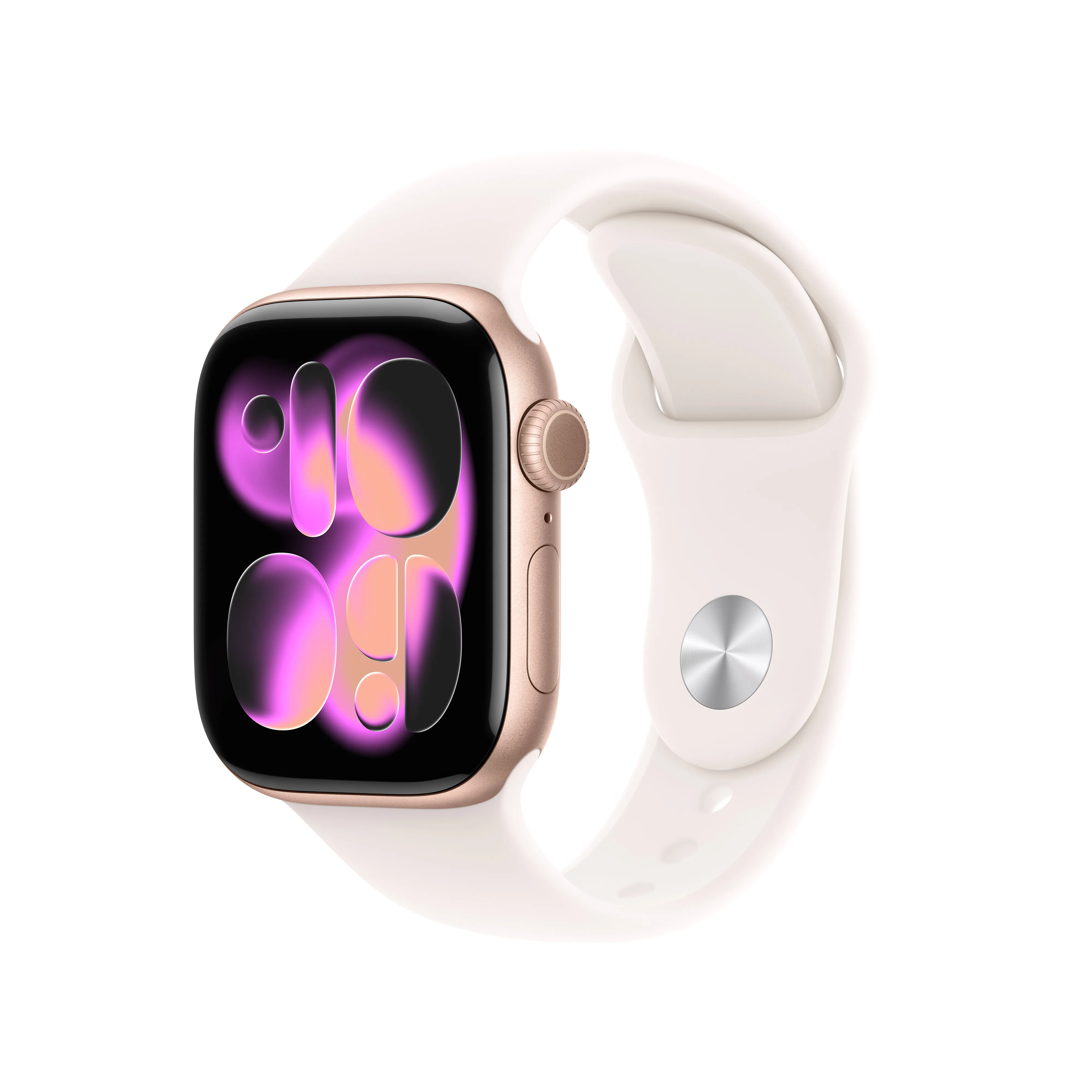 Apple Watch Series 11 (GPS) 42 mm aluminiumboett i rosa guld med rose sportband, S/M