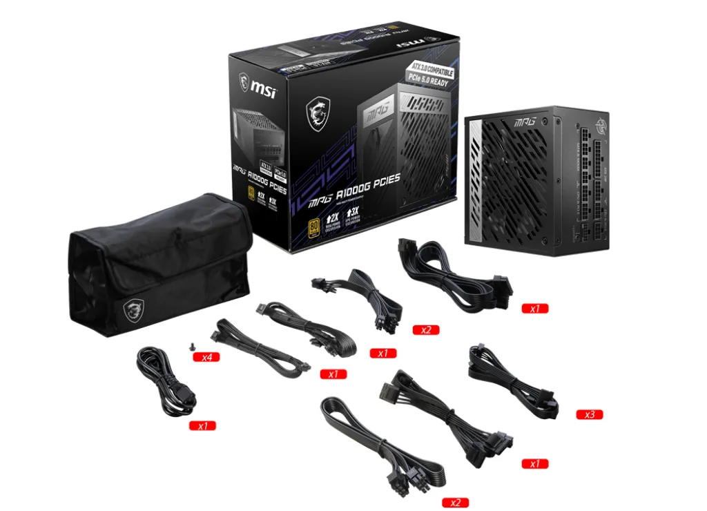 MSI MPG A1000G PCIE5 1000W -virtal&auml;hde, 80 Plus Gold