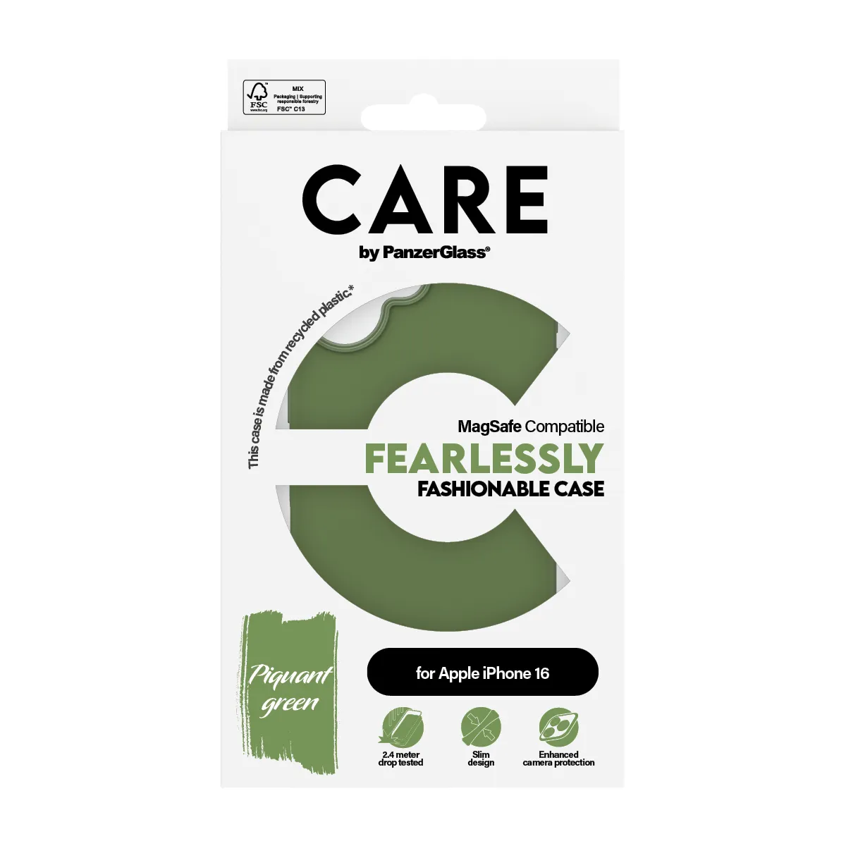 Care by PanzerGlass iPhone 16 MagSafe Fashionable -fodral, Gr&ouml;n