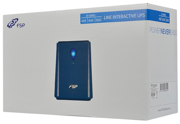 FSP EP 650, UPS, 650VA 360W, USB/RJ11/RS232, musta