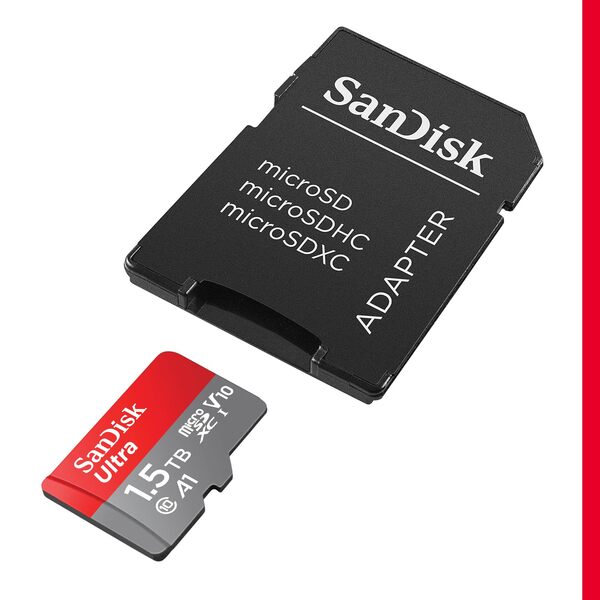 SanDisk Ultra Plus 1.5TB MicroSDXC UHS-I V30 A1 card with SD adapter