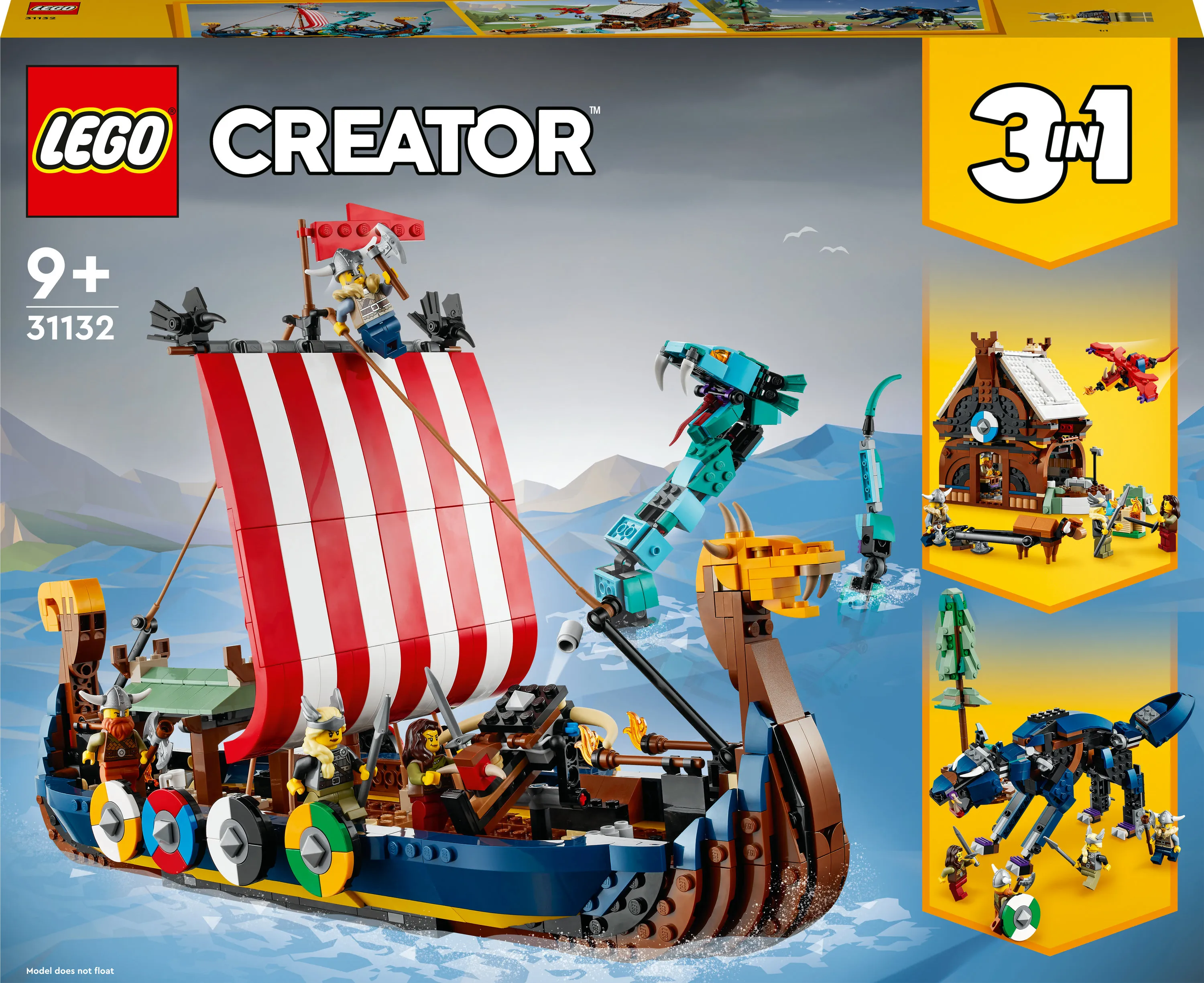Lego Creator 3in1 Viking Ship with Midgard Serpent 31132
