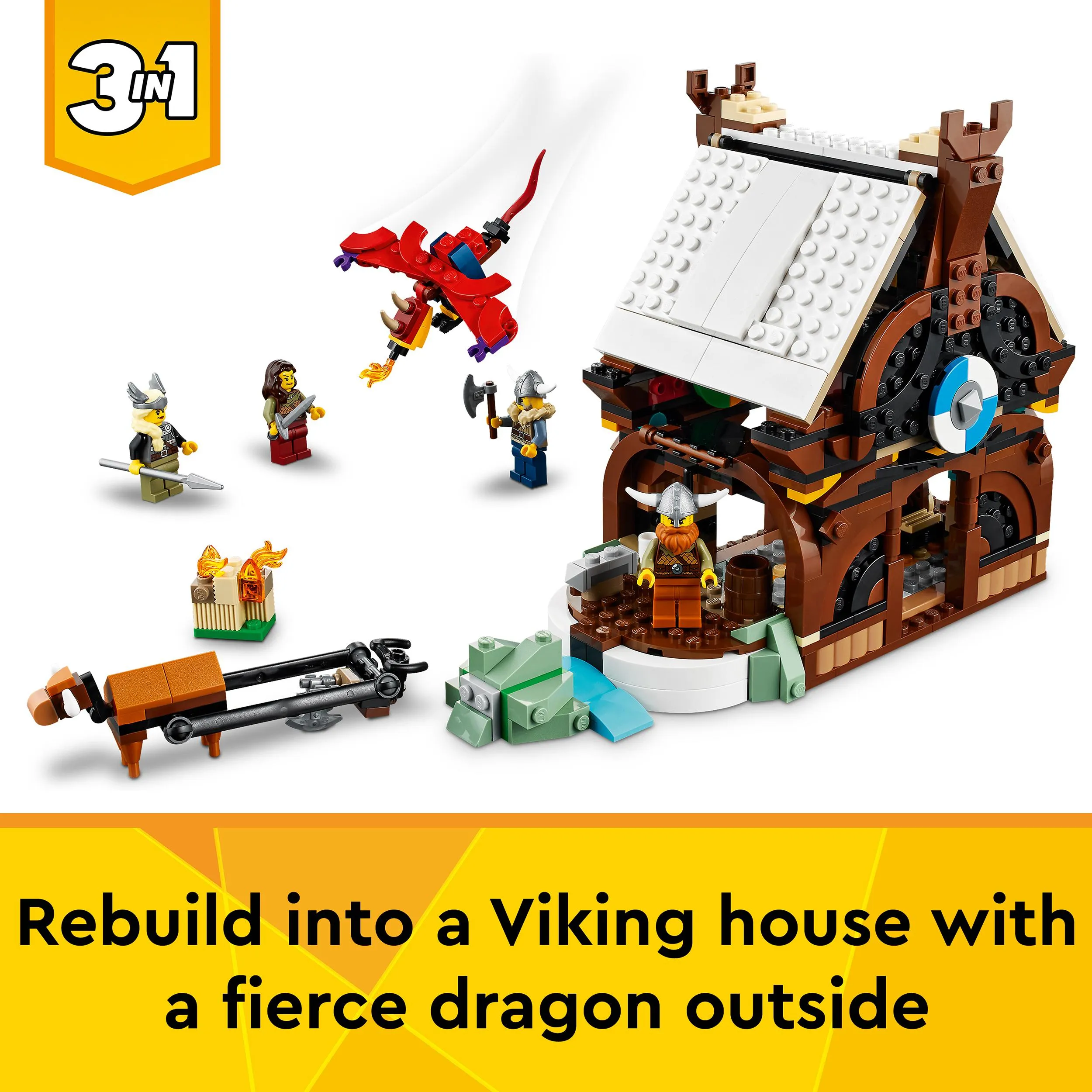 Lego Creator 3in1 Viking Ship with Midgard Serpent 31132