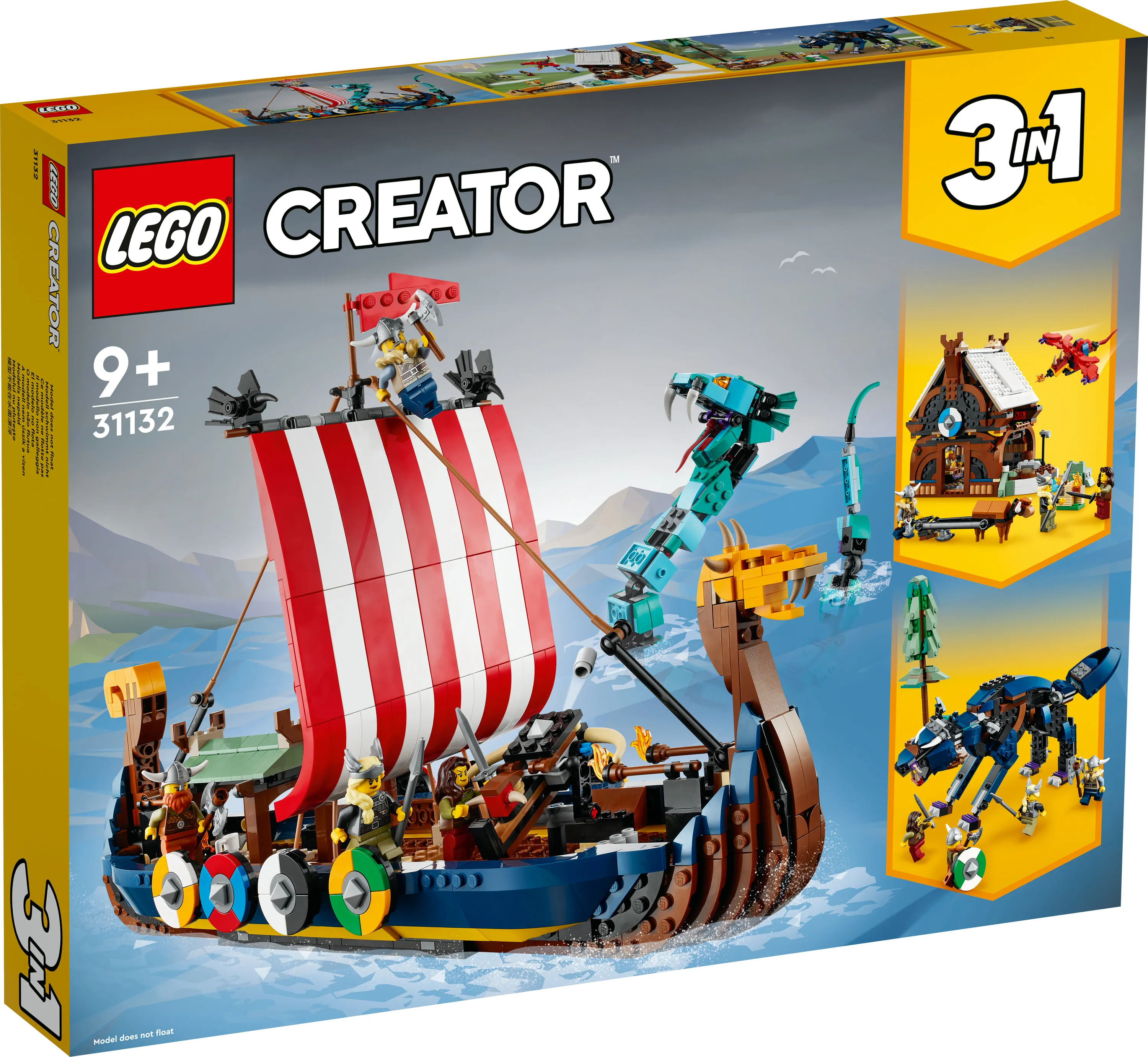 Lego Creator 3in1 Viking Ship with Midgard Serpent 31132