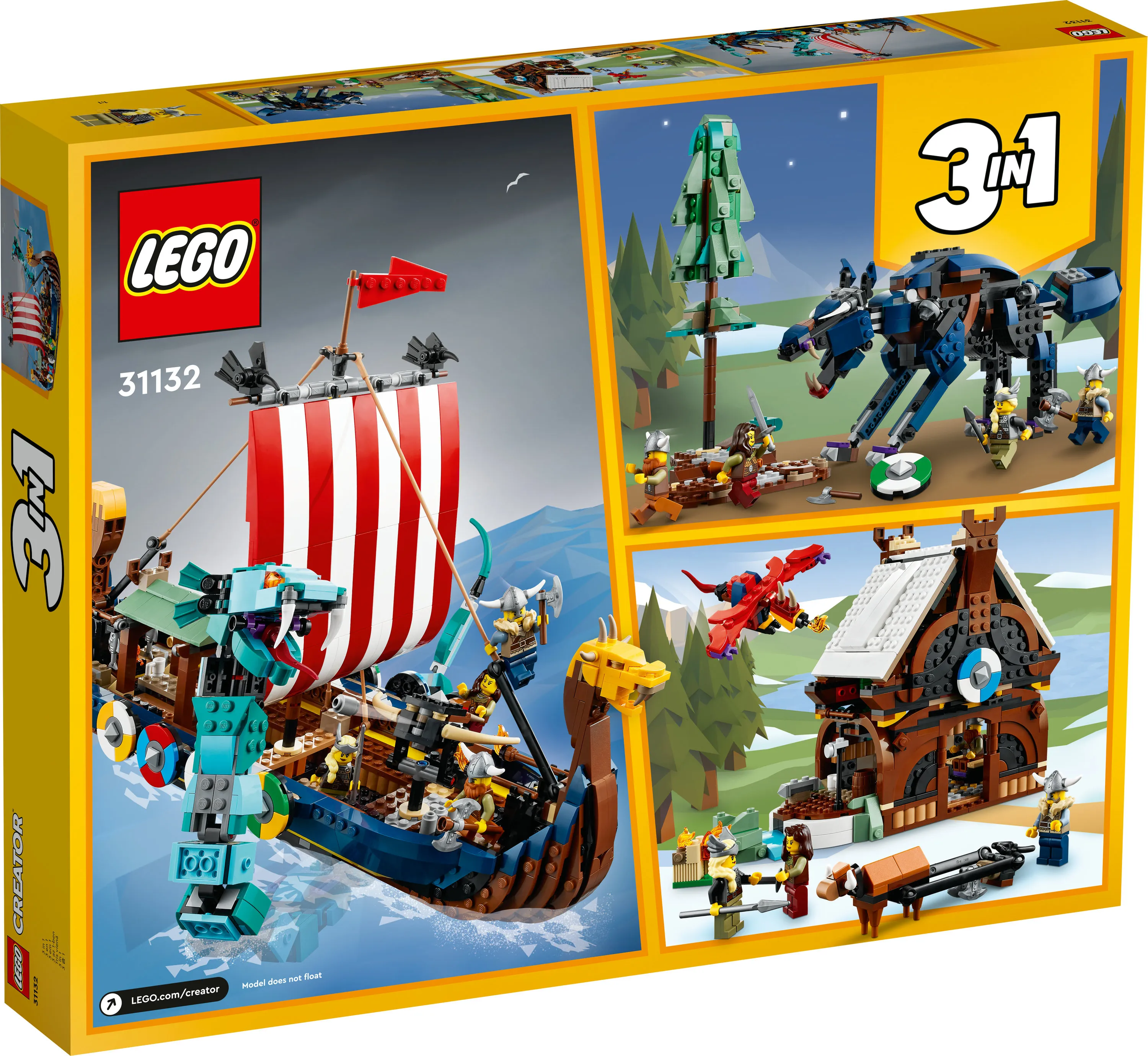 Lego Creator 3in1 Viking Ship with Midgard Serpent 31132