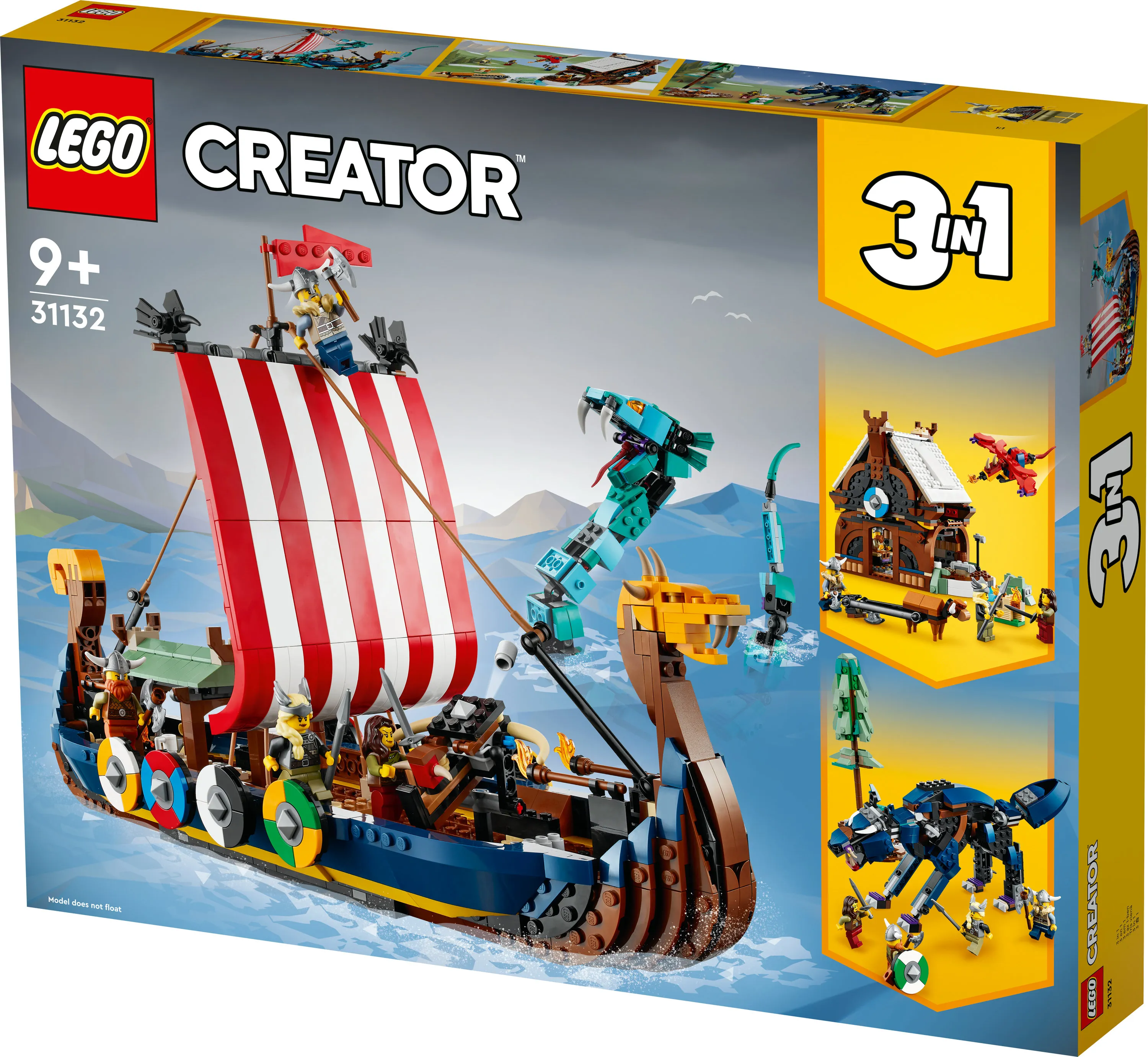 Lego Creator 3in1 Viking Ship with Midgard Serpent 31132