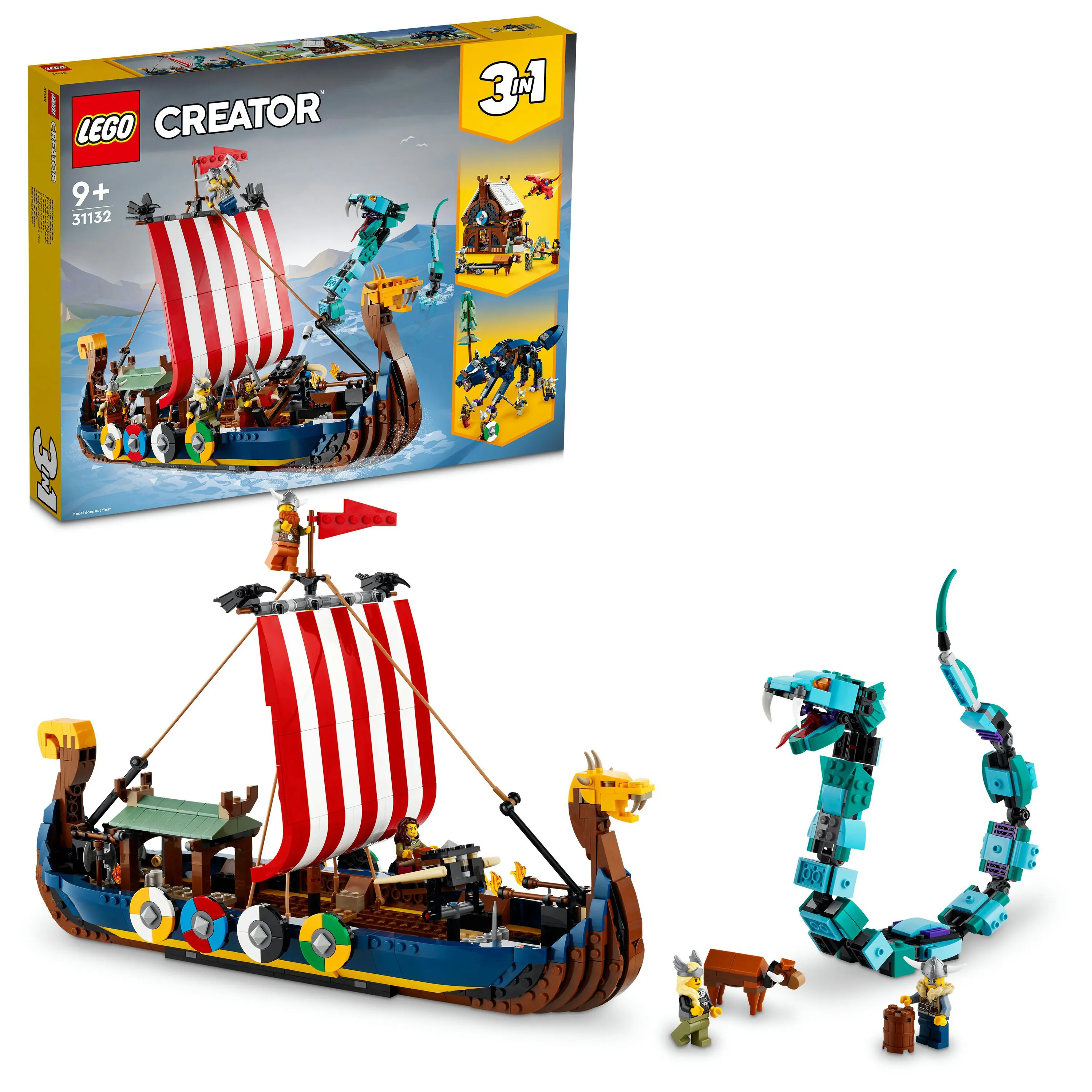 Lego Creator 3in1 Viking Ship with Midgard Serpent 31132