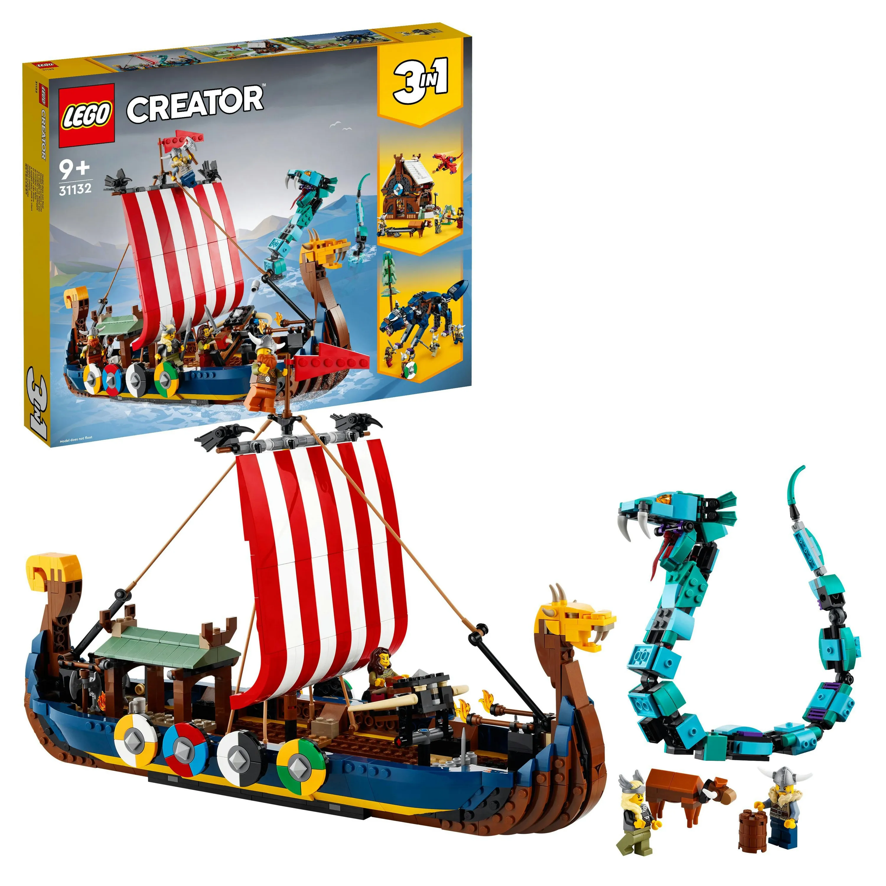 Lego Creator 3in1 Viking Ship with Midgard Serpent 31132