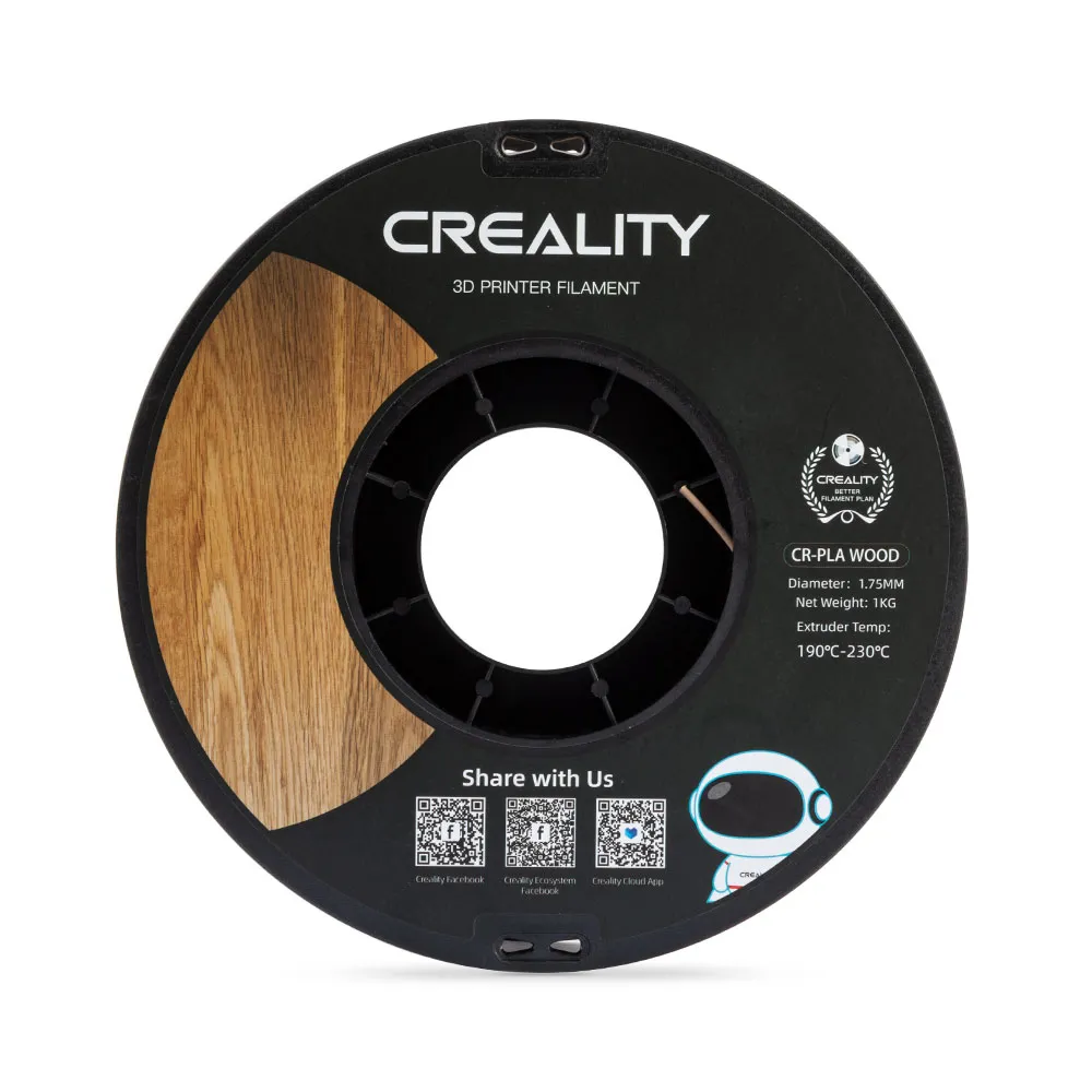 Creality CR-Wood PLA Wood 1.75 mm, 1 kg 3D Printer Filament, White Pine