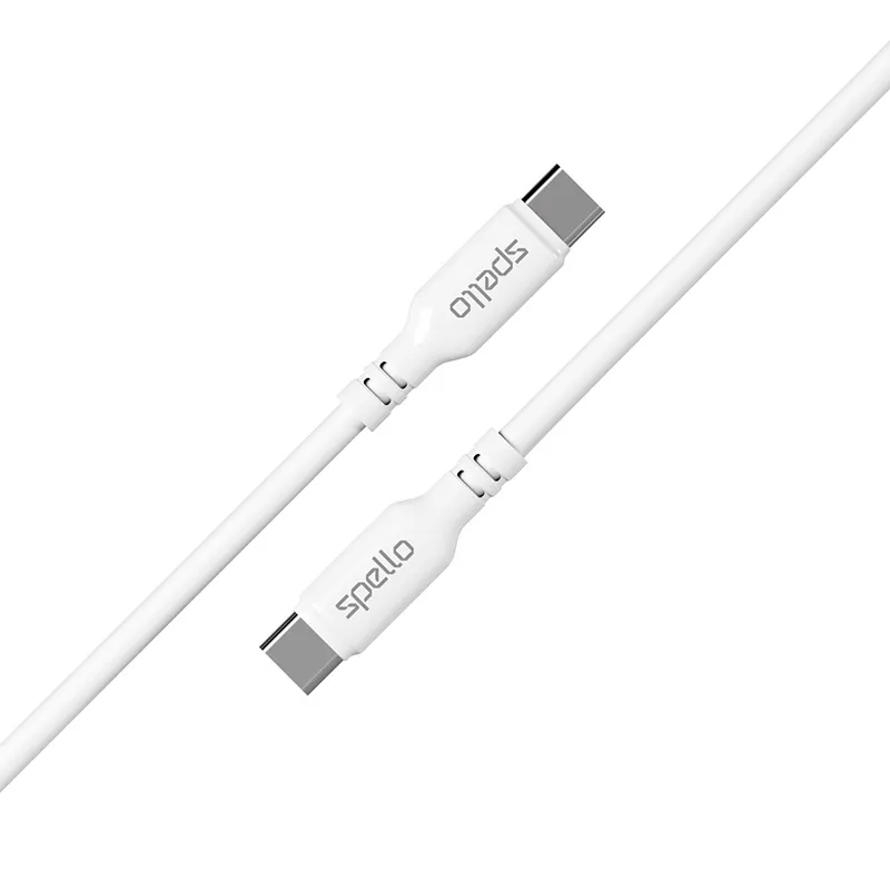 Spello USB-C cable, 60W, 1 m, Grey/White